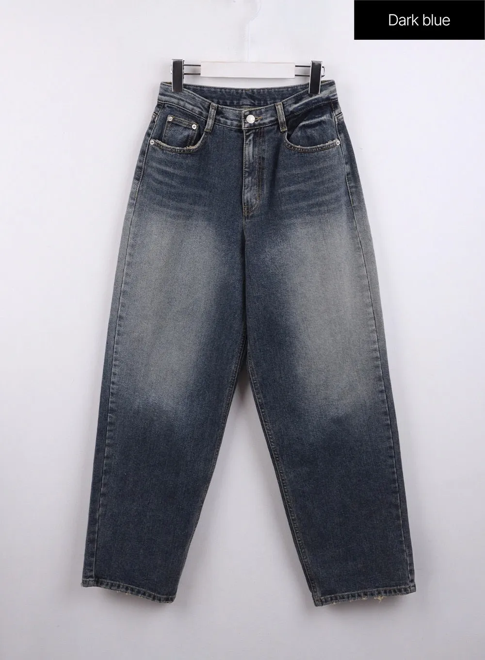 Washed Button Straight Leg Jeans CJ425