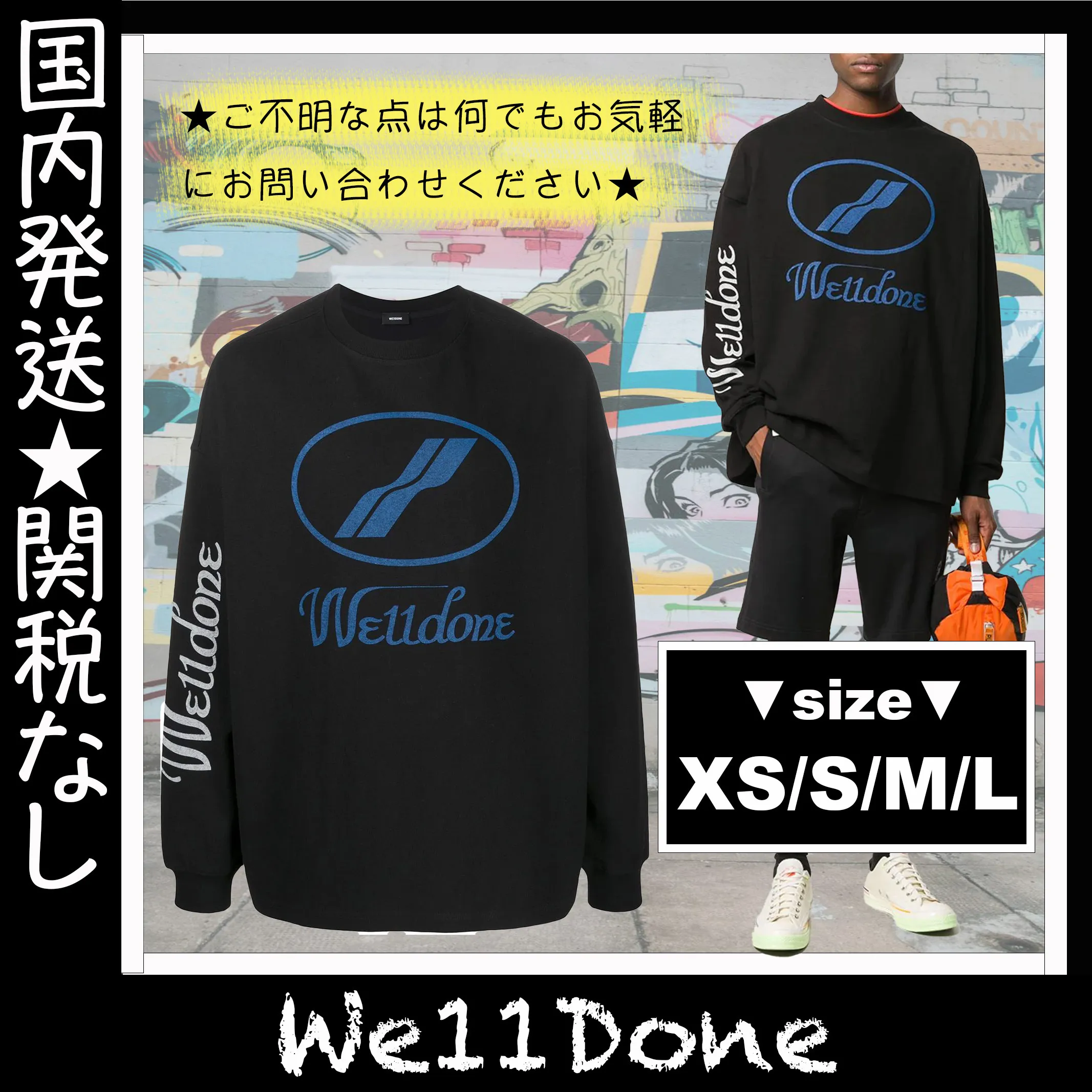 We11Done  |Crew Neck Unisex Street Style U-Neck Long Sleeves Cotton