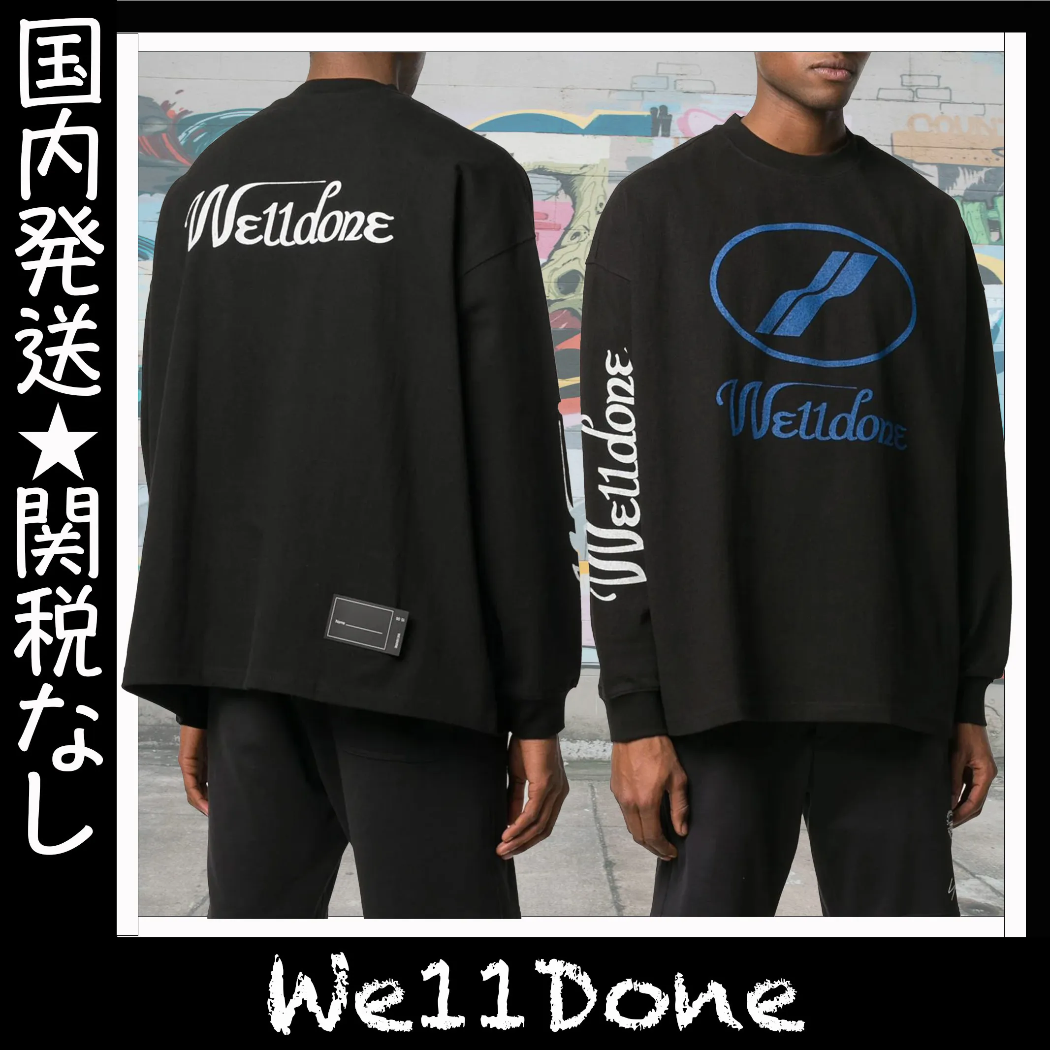 We11Done  |Crew Neck Unisex Street Style U-Neck Long Sleeves Cotton