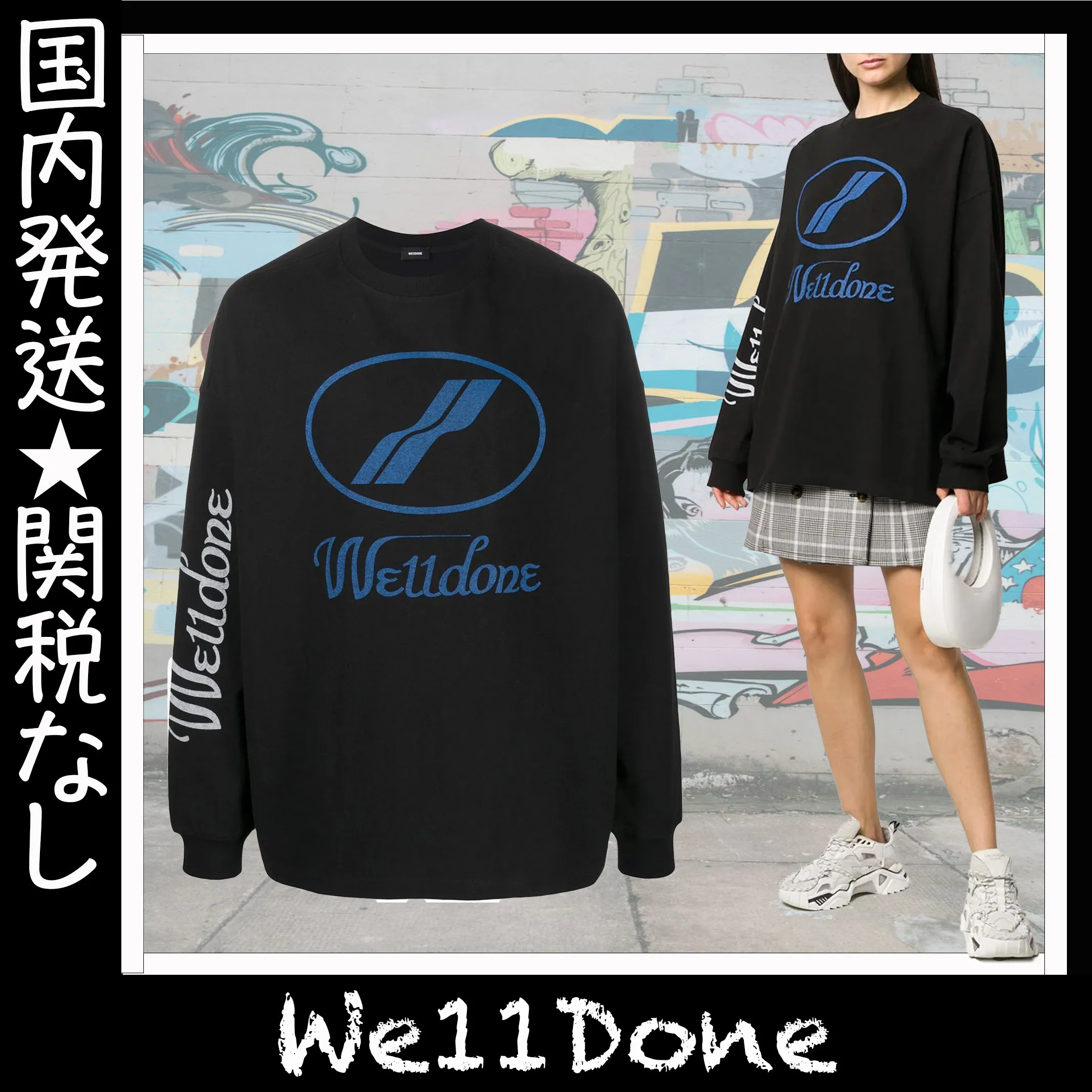 We11Done  |Crew Neck Unisex Street Style U-Neck Long Sleeves Cotton