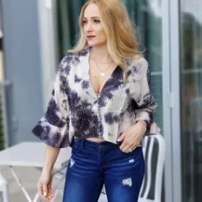 Wild & Free Button Down Tie Dye Top