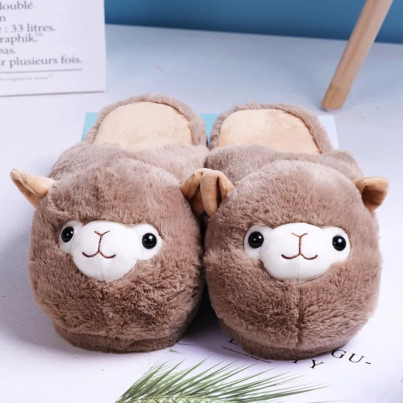 Winter Cartoon Furry Parent Child Indoor House Slippers for Women