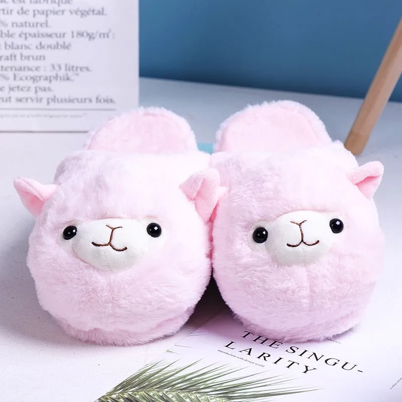 Winter Cartoon Furry Parent Child Indoor House Slippers for Women