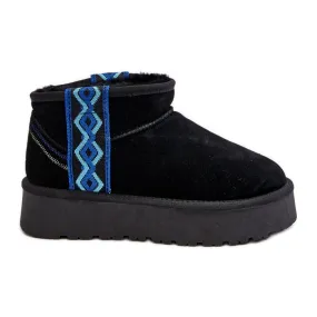 Women's Suede Snow Boots With a Thick Sole, Black Vebissat