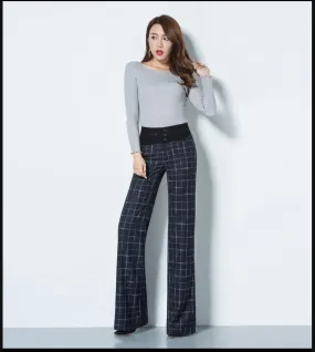 Women's Casual Winter Thick Warm Non-Stretch High Waist Flare Pant