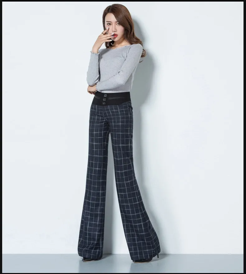 Women's Casual Winter Thick Warm Non-Stretch High Waist Flare Pant