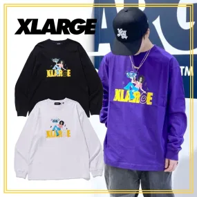 X-Large  |Crew Neck Unisex Street Style Long Sleeves Plain