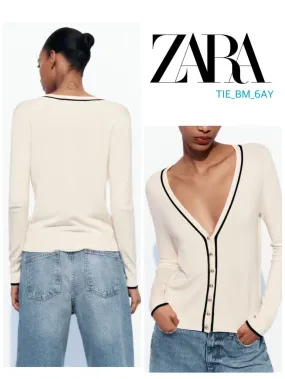 ZARA  |Casual Style Long Sleeves Plain Elegant Style Cardigans