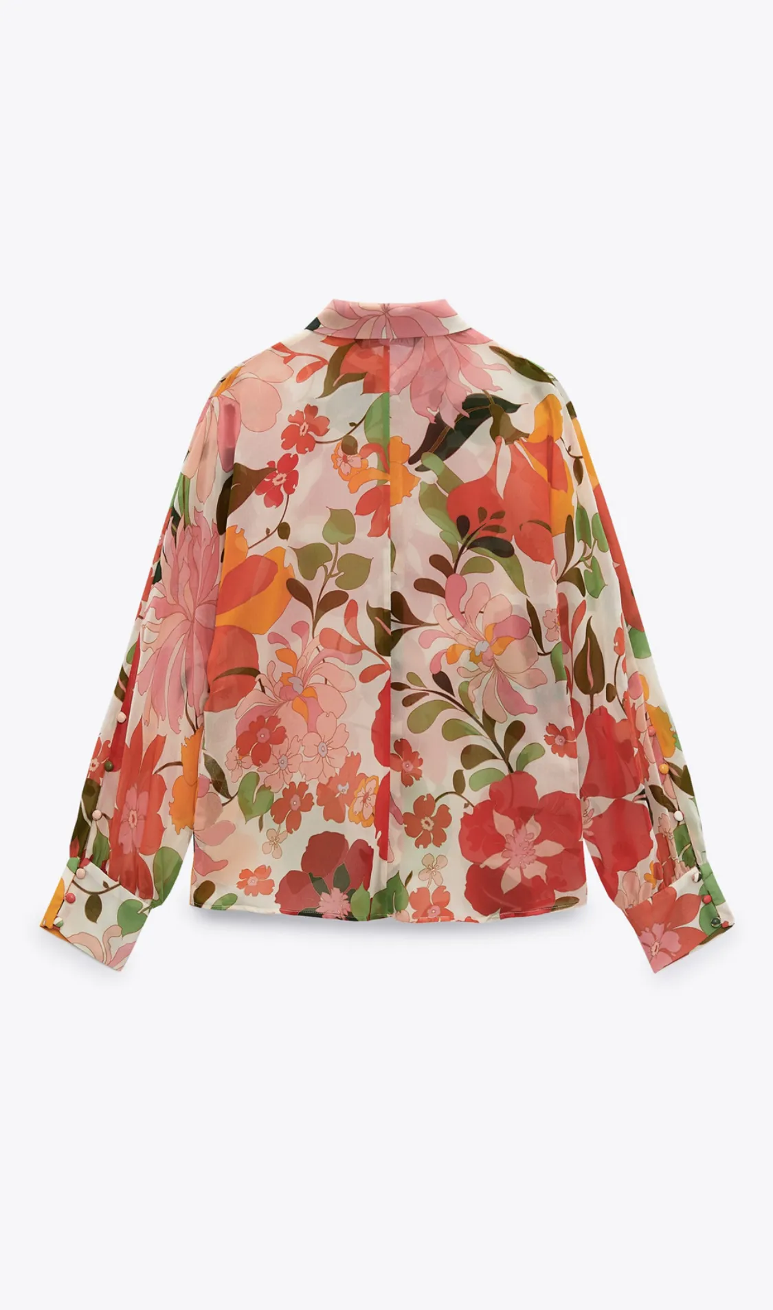 ZARA  |Flower Patterns Long Sleeves Plain Office Style