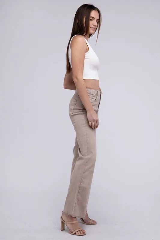 Zenana Acid Washed Wide Pants - 6 Colors